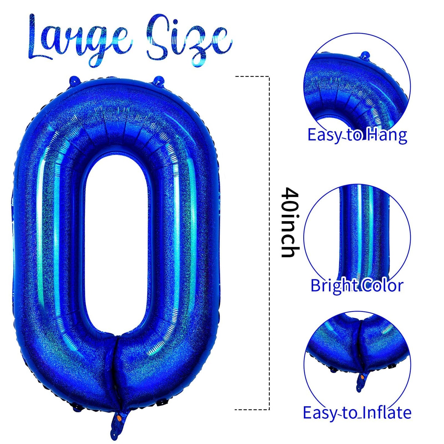 Number 0 Balloon 40 Inch, Navy Blue Big Number Balloon, Giant Foil 0 Balloons Numbers, Blue Helium Birthday Balloons Number For