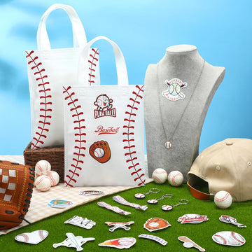 WinnerWhy 157 Pcs Baseball Party Favors Supplies Set Bulk Baseball Goodie Bags Stuffers Keychain Mini PU Foam Balls Hairbands Ne