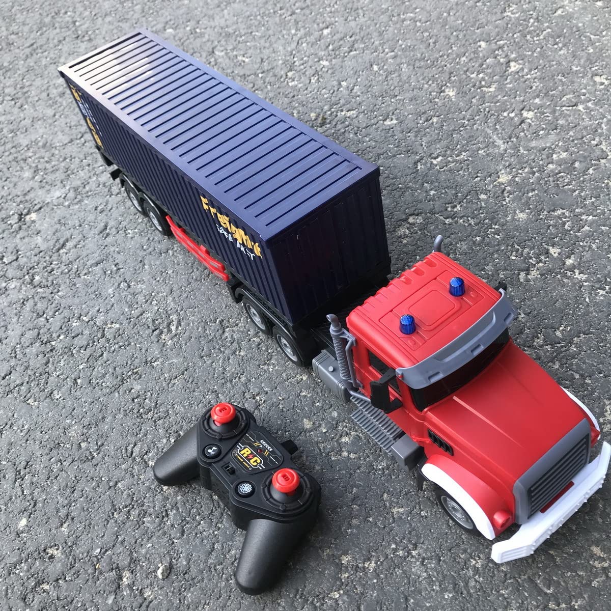 RC Semi Truck with Trailer - 22.5 Inch Semi Truck Toy for Kids, Carrier Van Transport Vehicle with 2 Rechargeable Batteries, 1:2