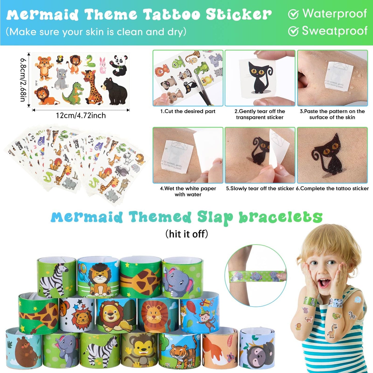 Poen 212 Pcs Jungle Party Favors Set Include Cup Straw Stamp Clap Bracelet Keychain Ring Puzzle Sticker Animal Miniature Card fo