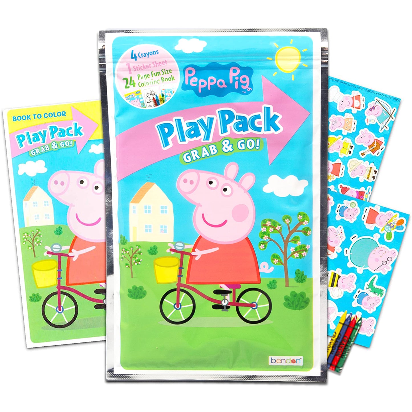 Peppa Pig Coloring Pack Party Favors with Stickers, Crayons and Coloring Activity Book in a Resealable Pouch with Reward Sticker