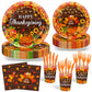 Avezano 144 pcs Thanksgiving Paper Plates and Napkins Disposable Happy Thanksgiving Plates and Napkins Tableware Sets Autumn Har
