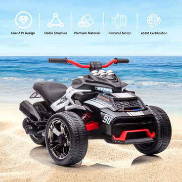 Luibas 24 Volt 3 Wheeler Battery Powered Ride On Utv, Kids Electric Ride On Atv For Kids, Kids Police Motorcycle With Eva Rubber