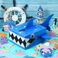 Pasimy DIY Valentines Box for Kids with 36 Sea Animal Cards Shark Valentine Box 3D Mailbox Craft Cards Collector for Boys Girls