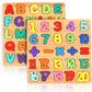 2 Pack Wooden Puzzles  Toddlers Alphabet Number Puzzles  ABC Learning Toys for Kids Ages 3-5  Preschool Learning Activities Gift Set for Boys & Girls
