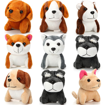 Sumind 9 Pcs Valentine Mini Plush Dog Stuffed Animals Bulk Dog Plush Party Favors Small Soft Plush Dog Toy For Easter Goodie Bag Fillers Baby Show Birthday(Vibrant Puppy)