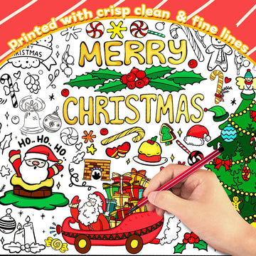 Kvcsyaw Christmas Giant Coloring Poster With 12 Pcs Paint Pens, 39.4 X 31.5 Inch Jumbo Coloring Poster With Tree, Huge Coloring