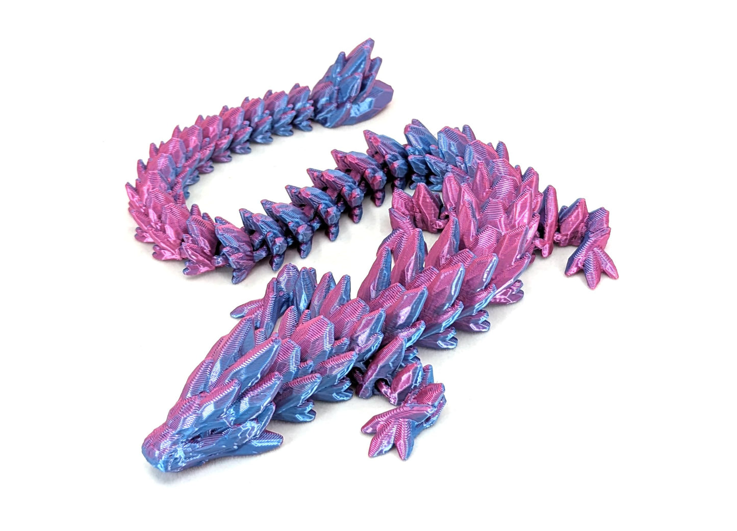 Subpoly 12 Articulated Gem Stone Dragon - New 2024 Ver - Multi Color 3D Printed Plastic Dragon Figure - Rainbow Pearlescent Colors - Interlocked Body Segments and Legs (Medium 12  Blue Raspberry)