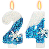 Snow Themed Birthday Candles, Birthday Candle for Party Supplies, Winter Birthday Party Supplies, 2.76 inch Number 24 Candle Cak