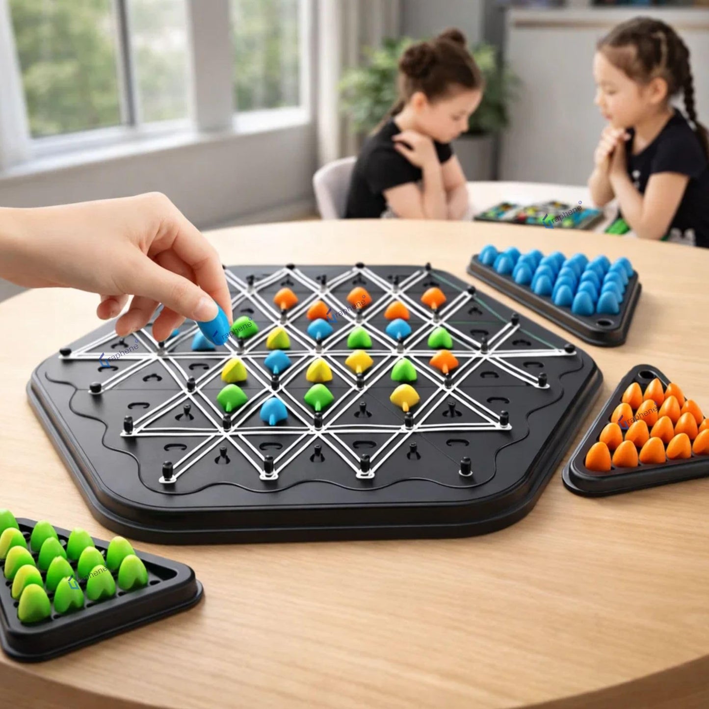 Graphene Geometry Chain Triangle Chess Game Board Games For Kids Adults Family Fun Night Chess Set Triangle Rubber Band Game Puz
