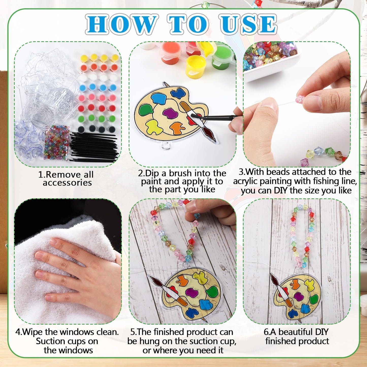 Beeveer 30 Sets Back to School Suncatchers Art Kits DIY First Day of School Suncatcher Crafts Paint Your Own Window Ornaments fo