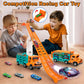 Kids Toys for 3 4 5 6 7 8 Years Old Boys, Carrier Truck Transport Car Toys, Foldable 2 Layer Car Race Track Playset with 25-in R
