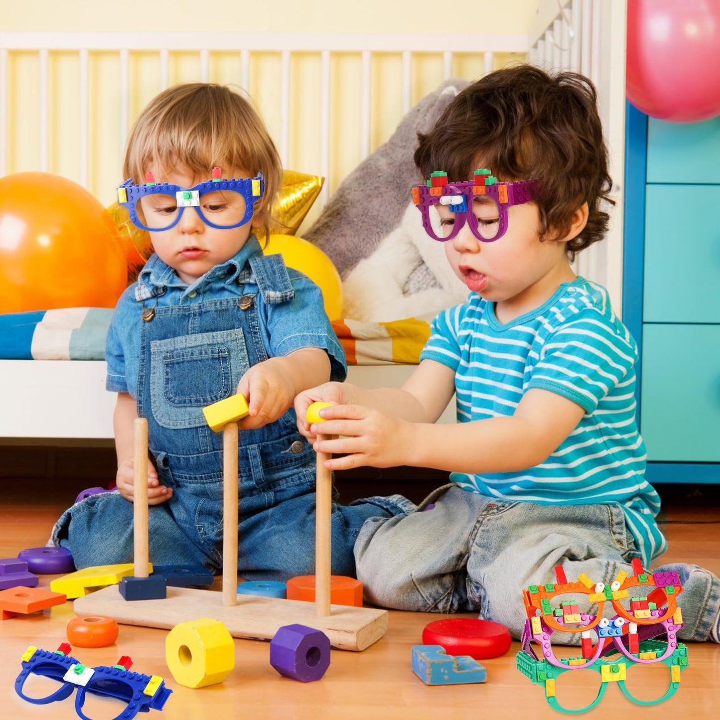 Hxezoc 12 Pcs Diy Building Bricks Glasses Building Blocks Games For Kids Creative Building Block Glasses Party Favors, Carnival Birthday Party, Family Games Supplies