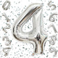 Flyloons 4 number Silver Foil Balloon 16 inch Size Birthday Decoration Items | 4th Year Balloons | Four