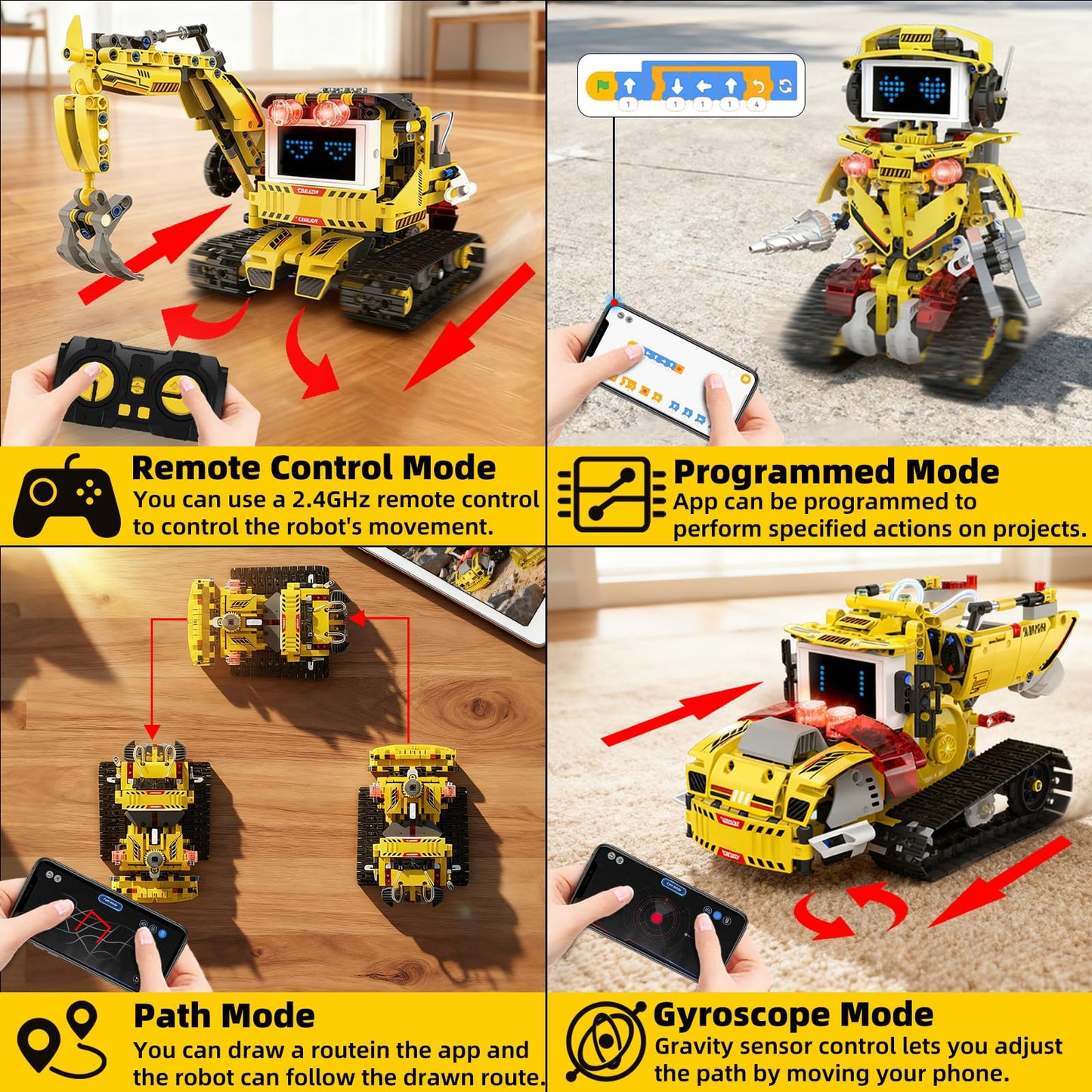 Suplanet 5-in-1 Programmable Robot Building Block Set for Kids Age 6 7 8 9 10 11 12-14, with APP or Remote Control & LED Display