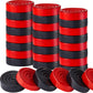 24 Pieces Wooden Checkers Pieces 1.06 Inch Checkers Board Game Pieces Stackable Ridge In Drawstring Storage Pouch, Red And Black