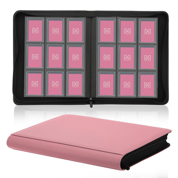 Toploader Binder Trading Card Binder Storage Hold up 288 Cards 9-Pocket Top Loader Binder with Sleeves for 3x4 Rigid Toploaders Hard Cases(9Pink7)