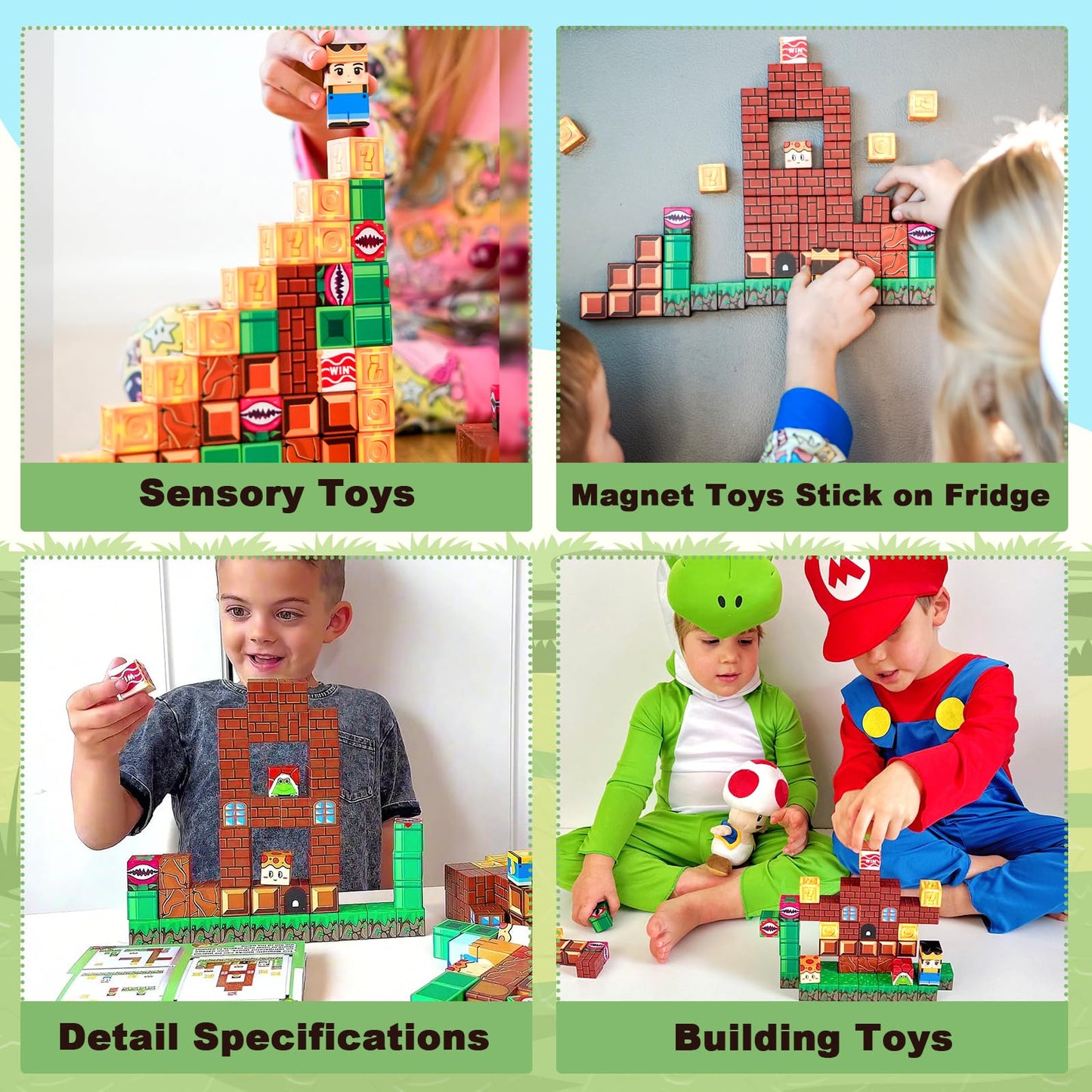 108Pcs Magnetic Blocks Building Toys - Build Mine Magnet World Game Adventure Set 1'' Magnet Building Blocks Cubes Boys Girls Toys Ages 3-5 4-6 5-7 6-8 Kids Gifts For 3-12 Years Old
