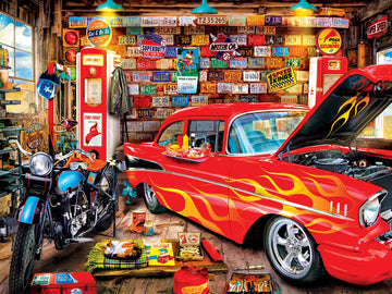 Masterpieces 750 Piece Jigsaw Puzzle For Adults, Family, Or Youth - Retro Garage - 18 ''X24 ''