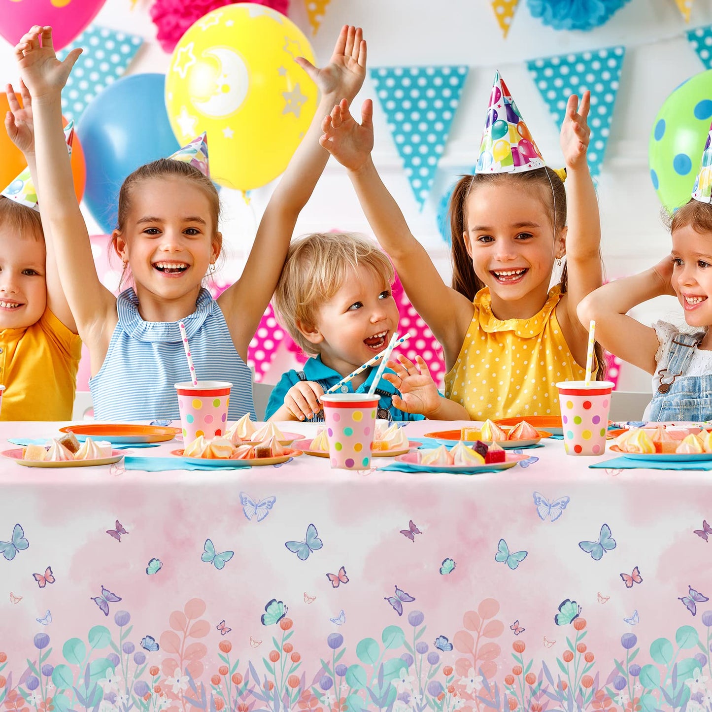 Butterfly Disposable Tablecloth, Plastic Table Cover for Kids Birthday Party, 3 PCS, 54   x 108