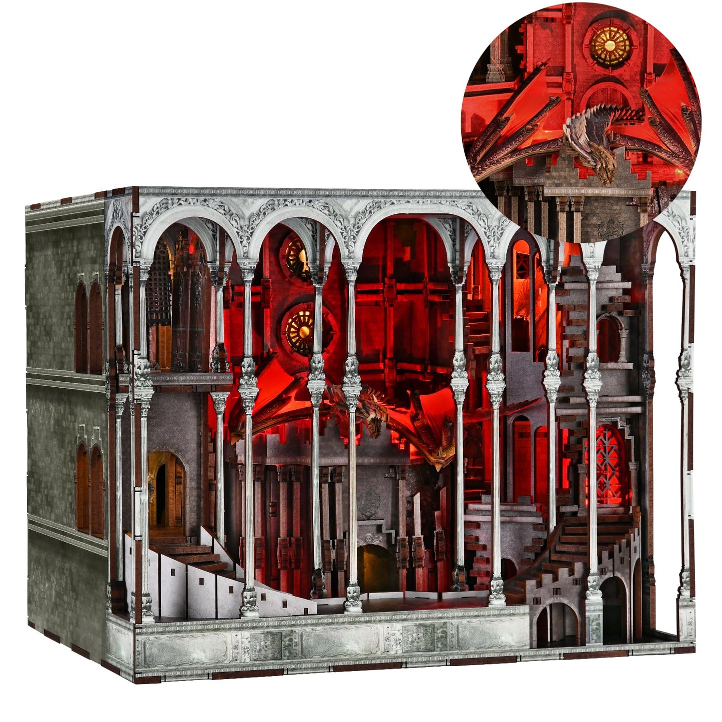 MiniCity Book Nook Kit  DIY Miniature House Dollhouse Kit for mature-themed and Teens  Booknook Bookshelf Decor Castle Model Build with LED Light  Gifts for Family and Friends (Ember Castle)