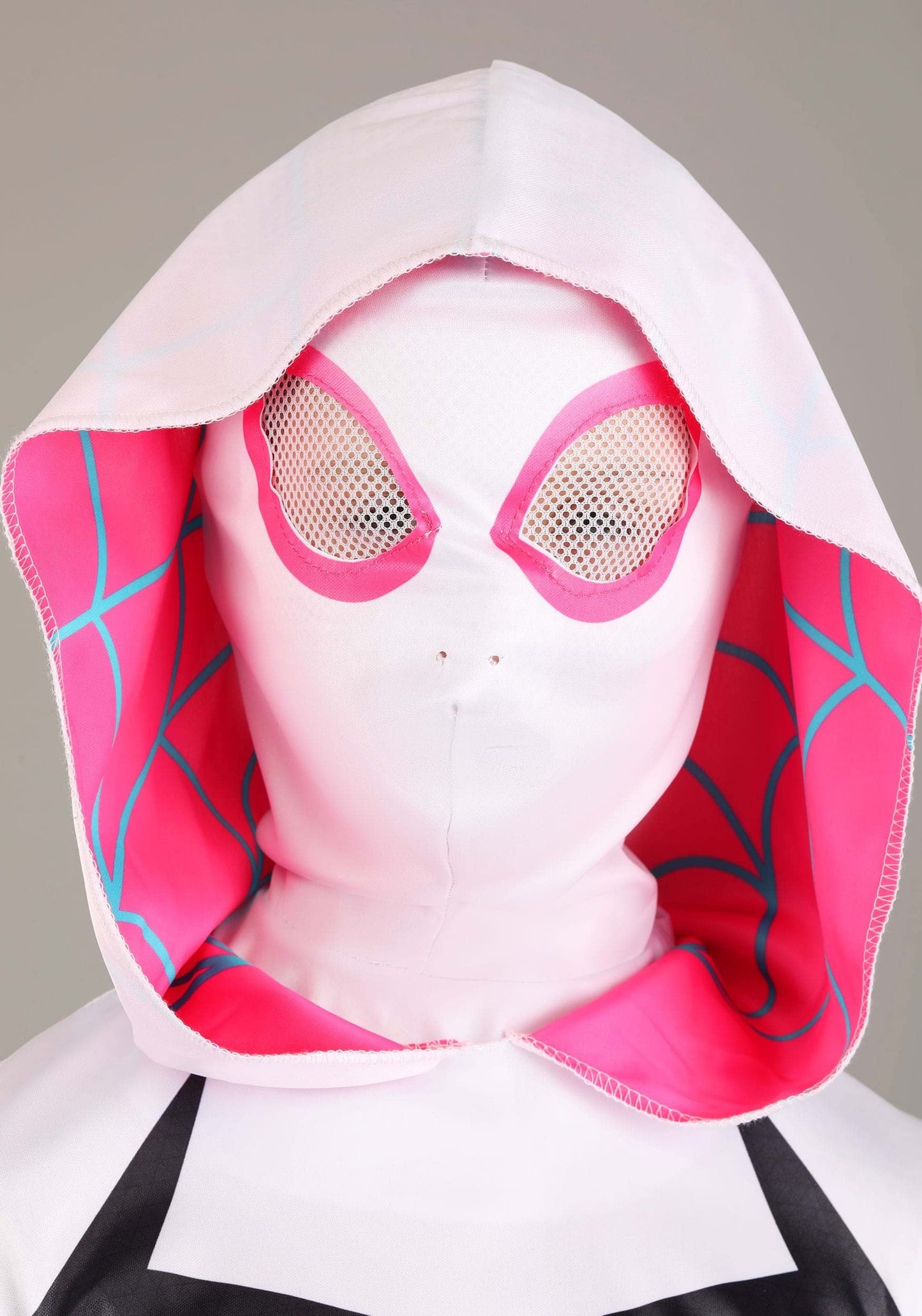 Marvel Spider-Gwen Official Youth Halloween Costume - Premium Quality Hooded Jumpsuit With Pull On Fabric Mask (Medium)