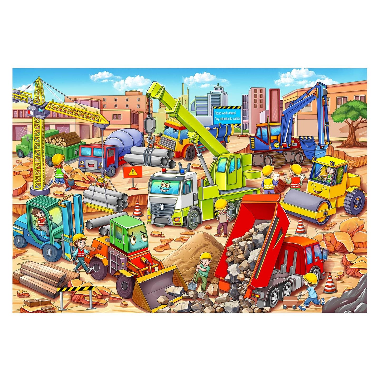 Large Piece Jigsaw Puzzles For Kids Ages 4-6 6-8 8-10 Year Old 100 Pieces Jigsaw Puzzles For Kids Construction Engineering Vehic