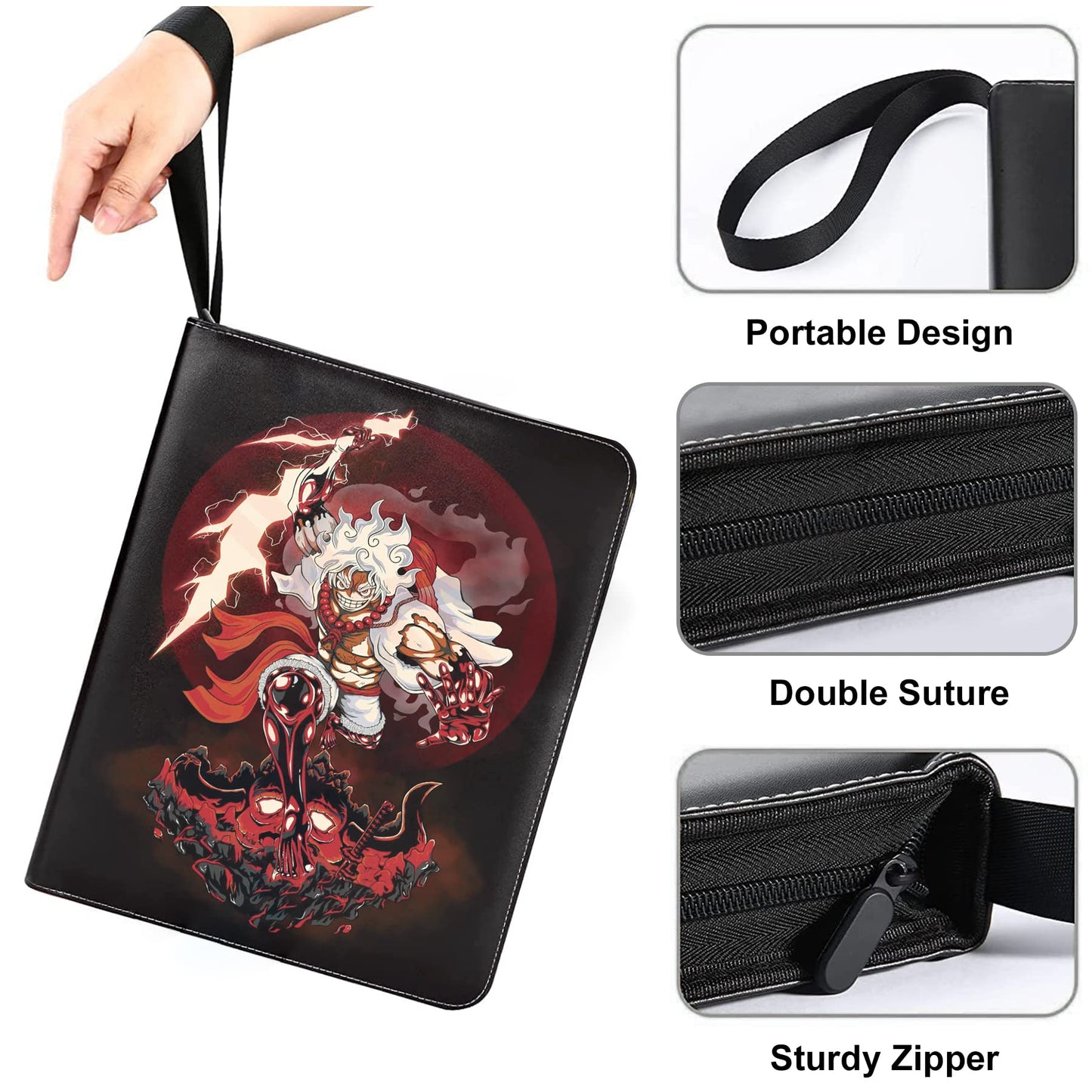 Trading Card Binder for One Piece Card Game 9 Pocket with 50 Sleeves up to 900 Cards One Piece TCG Card Binder Waterproof Card Storage Bag with Sleeves one piece for card Display Case