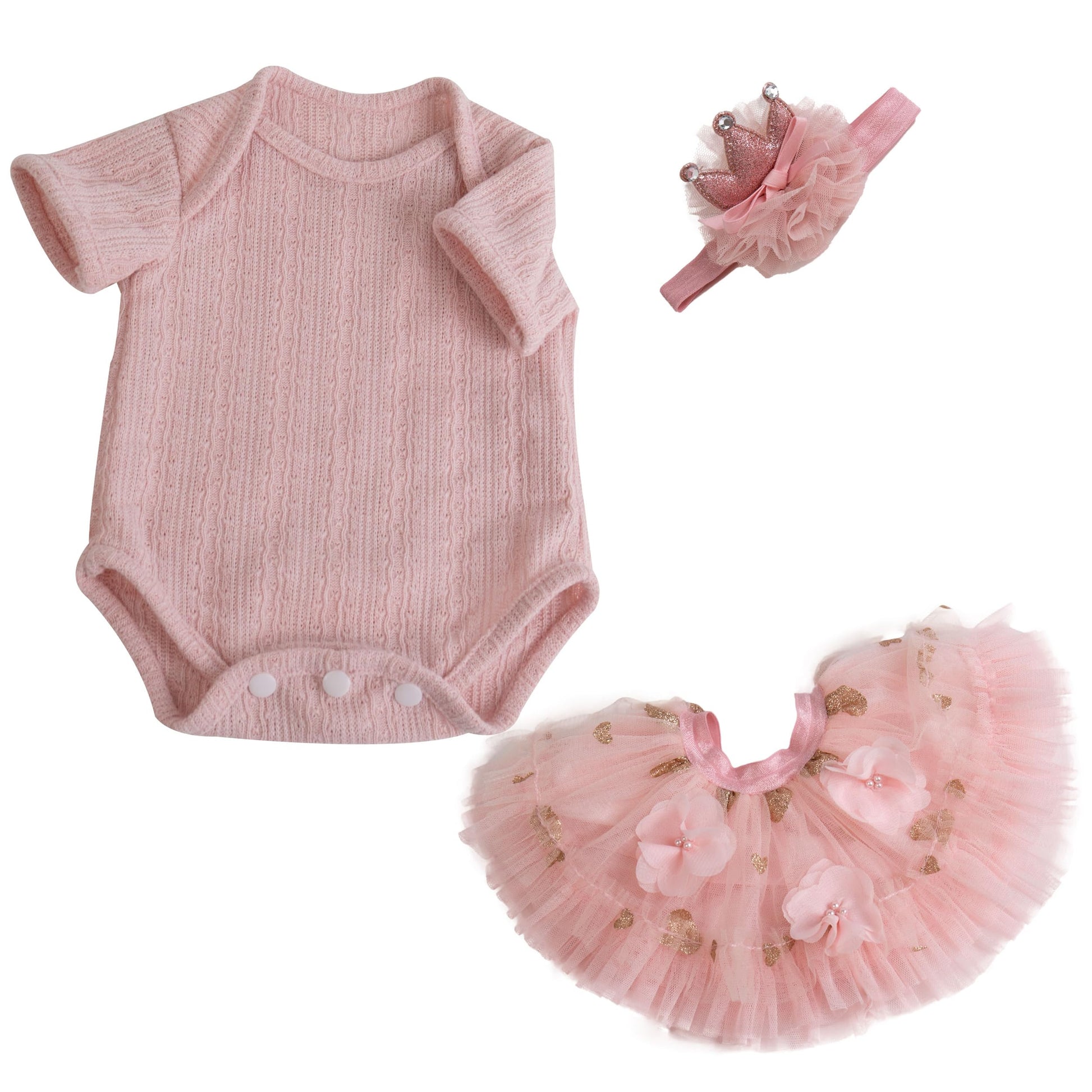 Ekokiz Reborn Baby Dolls Clothes Girl Pink Baby Clothes For Dolls 17-22 Inches Doll Outfits And Accessories For Realistic Newbor