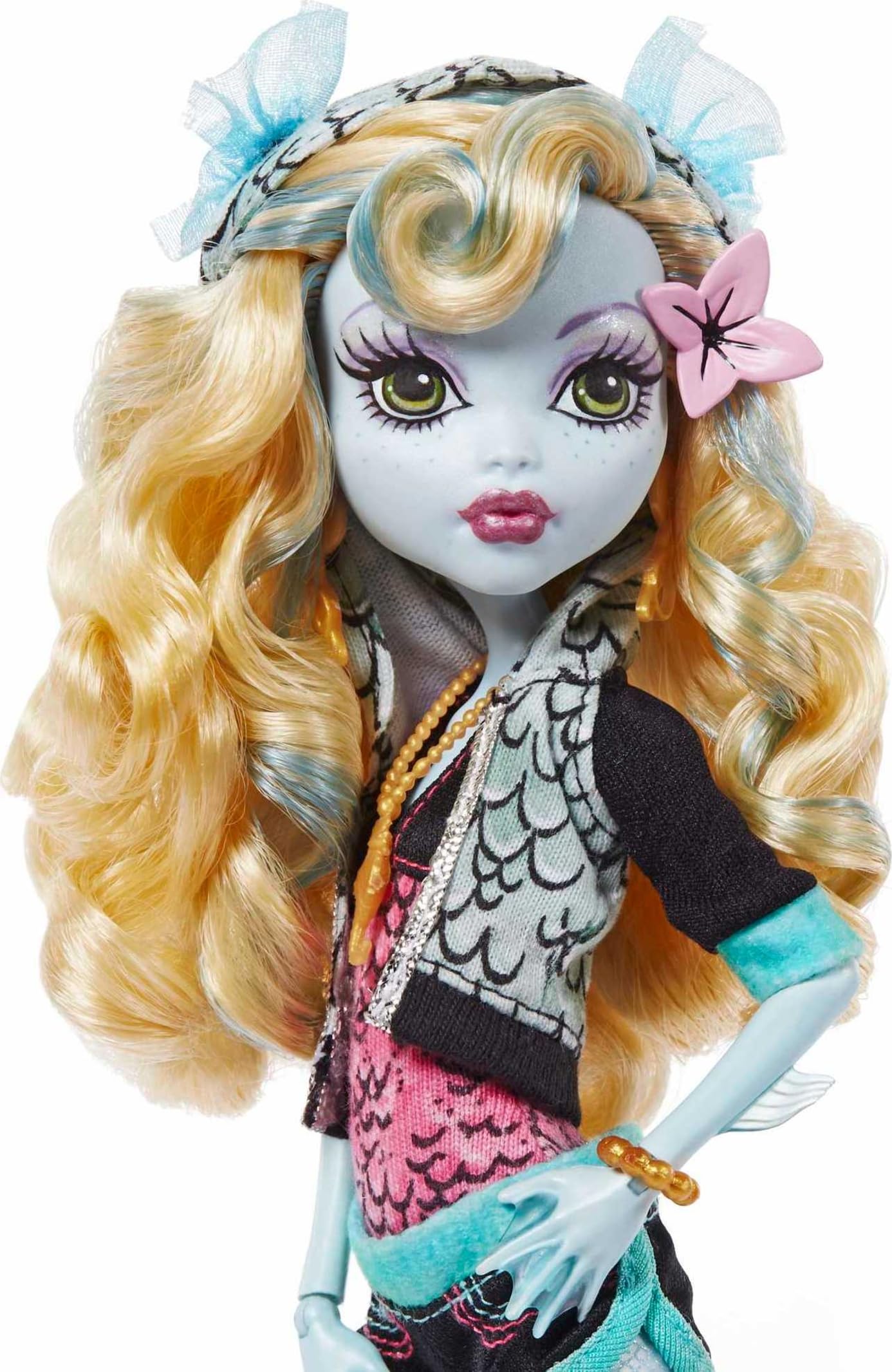 Monster High Lagoona Blue Reproduction Doll Wearing Original Fashion & Shoes With Pet, Display Stand & Accessories, 10-5-Inch Co