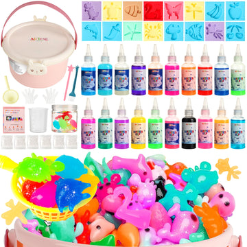 ARTPAR Water Elf Magic Gel Kit - 20 Colorful Gels + 16 Fantasy Molds - Non-Toxic Sensory Toys for Kids - Creative Arts & Crafts 