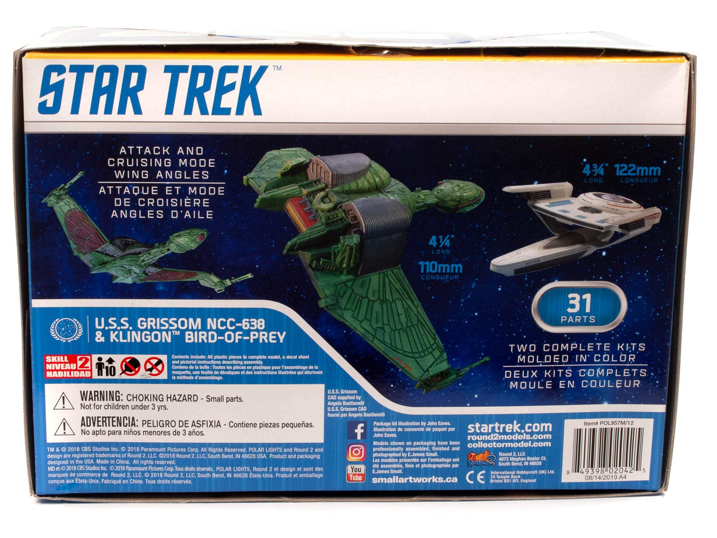 Polar Lights Star Trek: Uss Grissom And Klingnon Bop 1:1000 Scale Snap Model Kit (Pol957M)