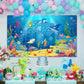 Under The Sea Birthday Banner Ocean Animal Party Decorations Birthday Photo Backdrop Background Dolphin Shark Underwater Decorat