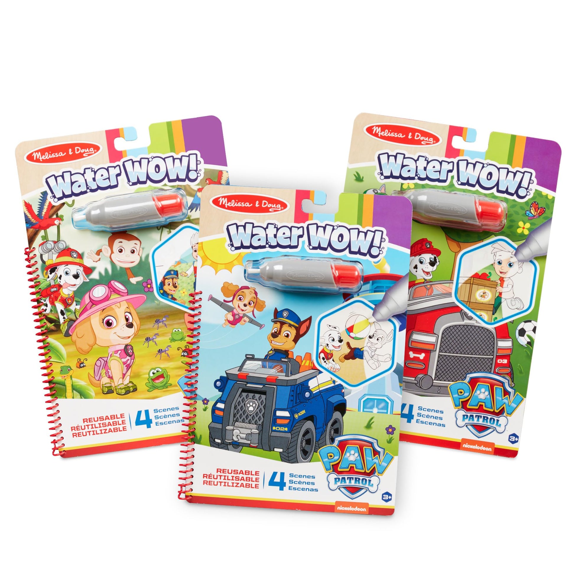 Melissa & Doug Water Wow! - Skye, Chase, Marshall Water Reveal Travel Activity Pads - PAW Patrol-Themed Reusable No-Mess for Kid