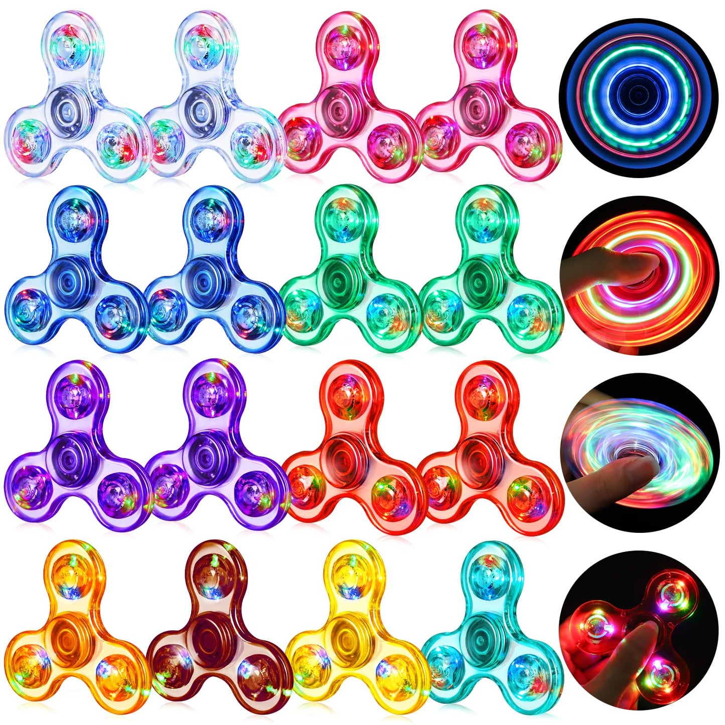 Gigilli Fidget Spinners 16 Pcs, Valentines Party Favors Led Light Up Bulk Fidget Spinners Kids 4-12, Valentine Goodie Bag Stuffe