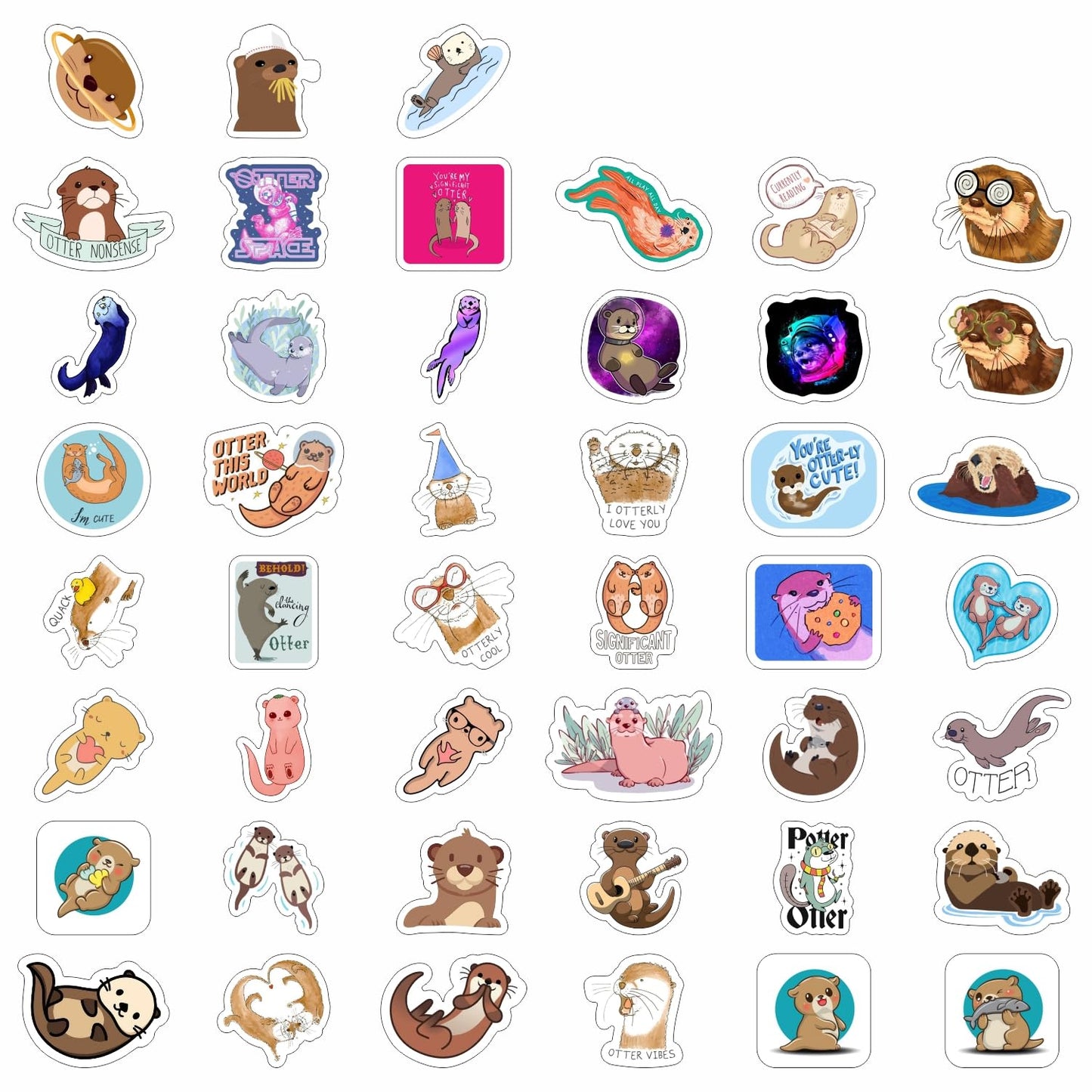 100Pcs Sea And River Otter Stickers For Laptop And Water Bottle - Otter Gifts, Otter, Otter Keychain, Otter Plush, Cute Otter St