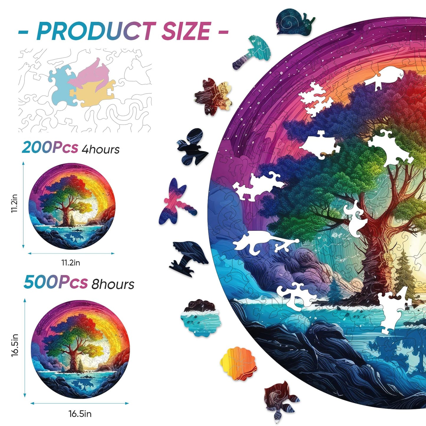 Wooden Puzzles for mature-themed - Life of Tree Puzzles  500 Piece Jigsaw Puzzles Home Decor  Natural Puzzle Royal Unique Shape mature-themed Puzzles  Irregular Wooden Puzzle Creative Gift for mature-themeds(16.5 * 16.5 in)