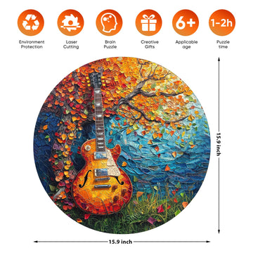 Wooden Puzzle For Adults 500 Piece, Autumn Jigsaw Puzzle, Guitar Wooden Jigsaw Puzzles, Thanksgiving Garden Puzzle, Beautiful Wo
