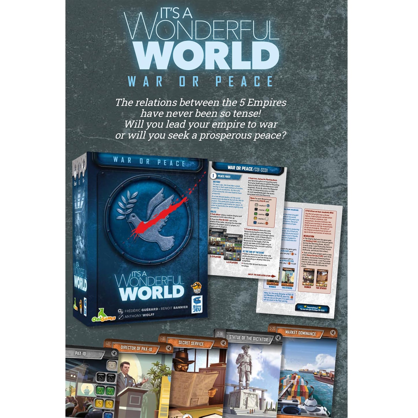 Lucky Duck Games It'S A Wonderful World War Or Peace Expansion - Forge Your Path To Victory! Strategy Game For Kids And Adults, Ages 14+, 1-5 Players, 30-60 Minute Playtime, Made