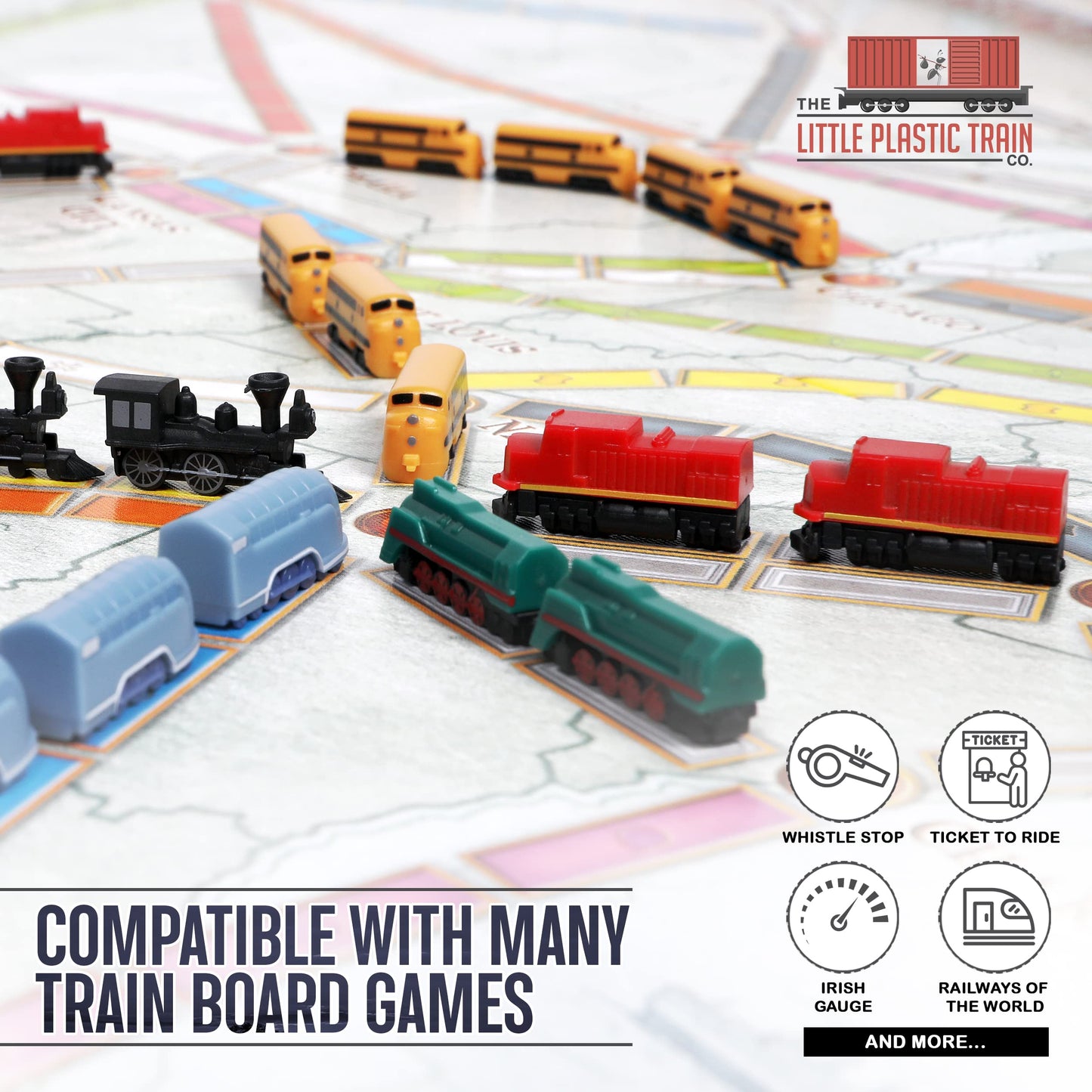 The Little Plastic Train Co. Midnight Express Deluxe Board Game Train Set - Black Miniatures for Ticket to Ride & Other Games, Model 92336