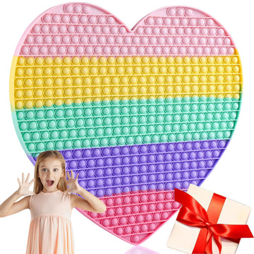 Large Heart Fidget Toys,19.3 Inch Giant Big Sensory Fidgets Jumbo Push Bubble Squeeze Toy For Autism Anxiety Stress Relief Huge Classroom Tool Gifts For Kids Toddlers Girl Boy Adults