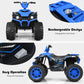 Costzon Kids Atv, 12V Battery Powered Electric Vehicle W/Led Lights, High & Low Speed, Horn, Music, Usb, Treaded Tires, Ride On Car 4 Wheeler Quad For Boys & Girls Gift, Ride On Atv (Blue)