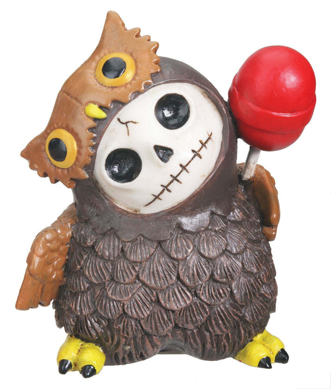 SUMMIT COLLECTION Furrybones Hootie Signature Skeleton in Brown Owl Costume with Red Lollipop