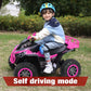 Soar Remote Control Four Wheeler For Kids - Electirc Toddler 4 Wheeler For Kids 3-6, Ride On Atv 12V Battery Powered, Kids Quad With Led Lights, Music, High Low Speed, Usb/Tf, Treaded Tires, Pink