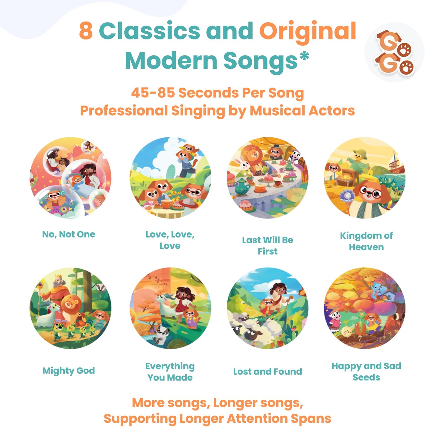 Go Go Songs Of Joy And Peace: Bible Songs Book For Toddlers, 8 Songs, Talking Books For Toddlers 2-4 Years, Sound Books, Sing Al