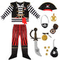 Yorborgor Pirate Costume For Kids Pirate Outfit For Boys Pirate Cosplay Party Dress Up (Stripes, 3-4 Years)