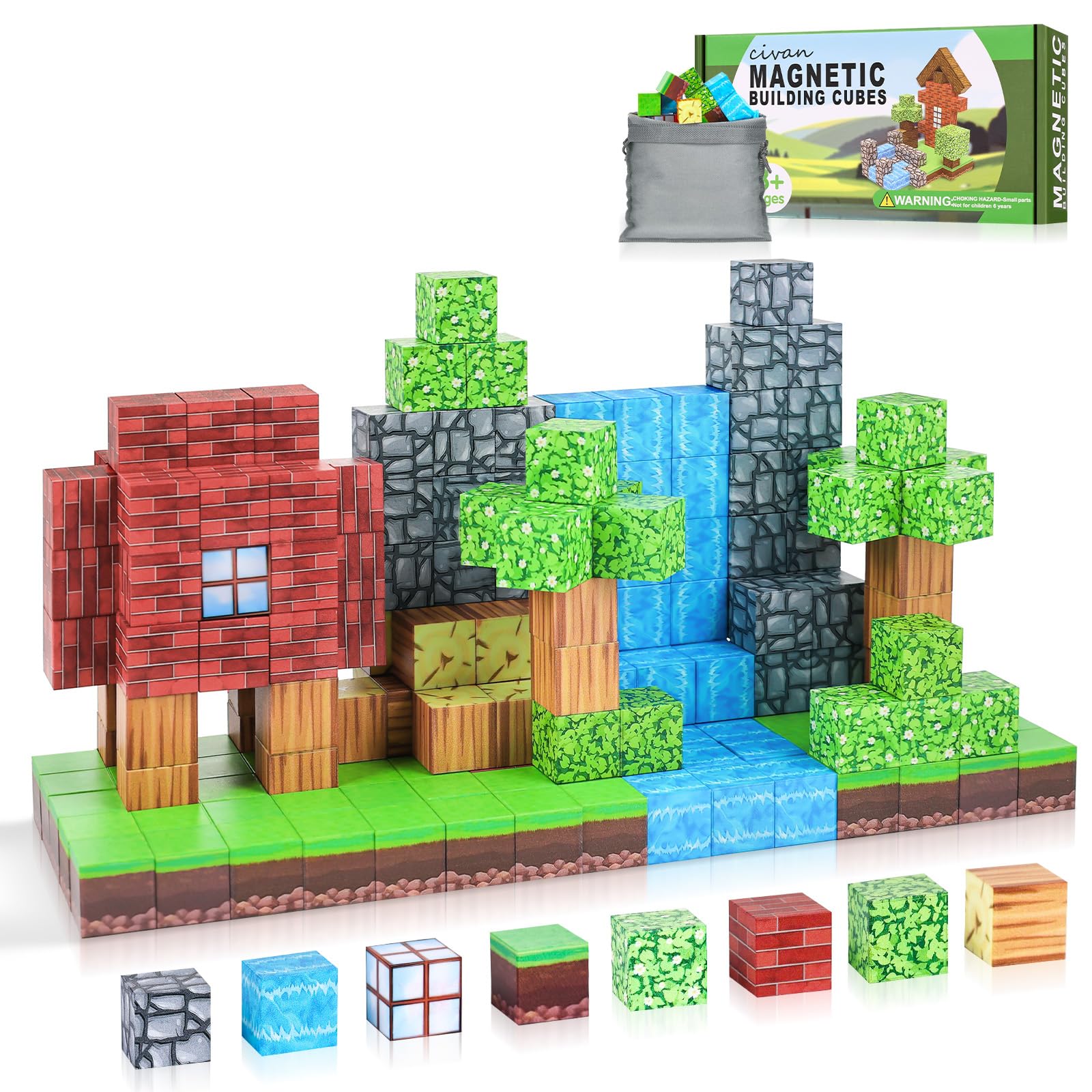 civan Magnetic Blocks - Magnetic Tiles Building Blocks Boys Toys Age 4-6 6-8  Kids Stem Montessori Sensory Game Toy  Christmas Birthday Gifts for Boys & Girls 3+ (63pcs)