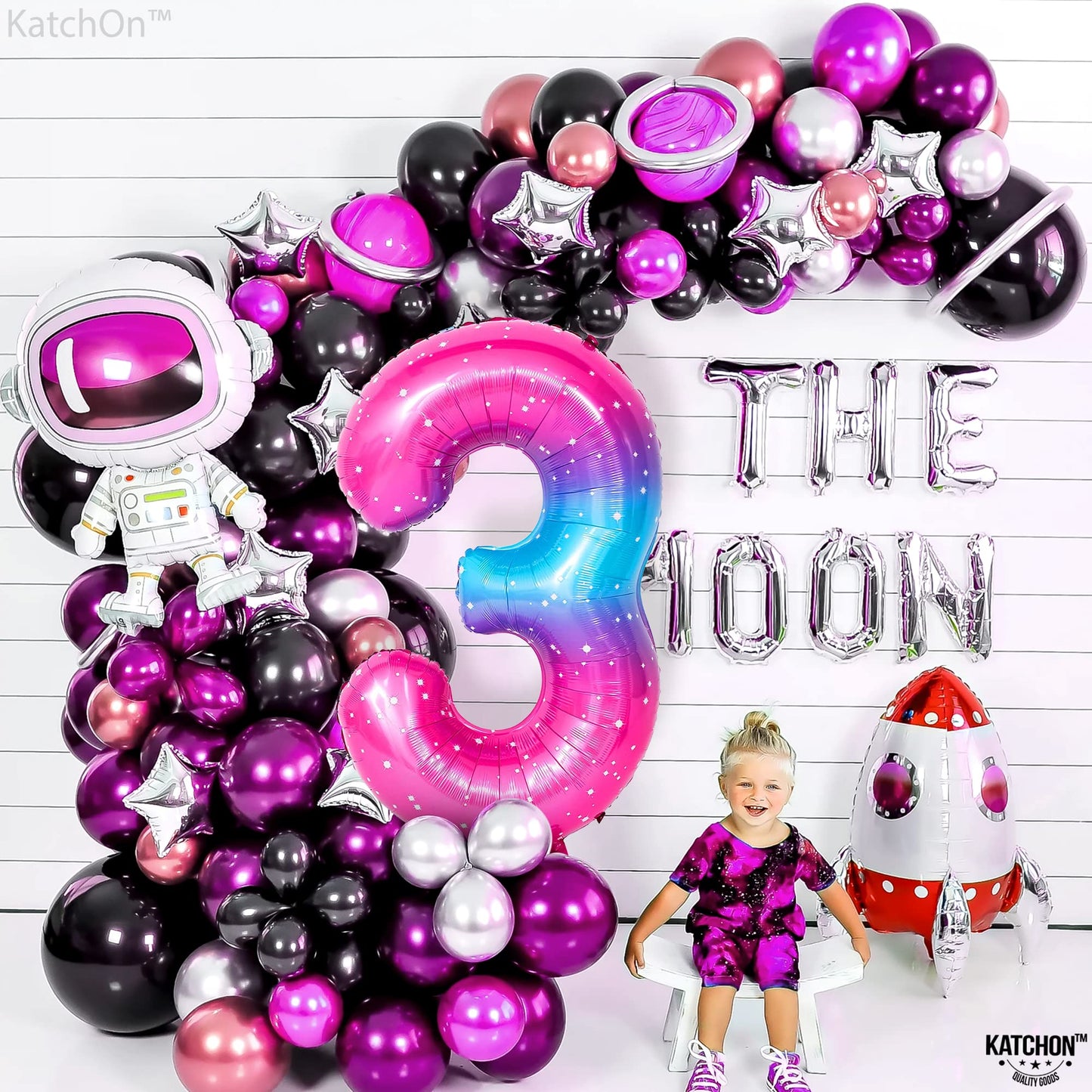 Katchon, Rainbow 40 Inch 3 Balloon - Pink Blue | 3Rd Birthday Decorations | Unicorn Party