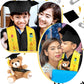 Unittype 4 Pcs Preschool Graduation Gown Cap with Tassel Graduation Stole Stuff Plush Bear Set for Kids Graduation Gifts (Black)
