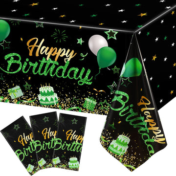 Breling 3 Pack Birthday Party Supplies Confetti Sprinkles Happy Birthday Tablecloths Starry Table Covers For Kids Adults Birthda